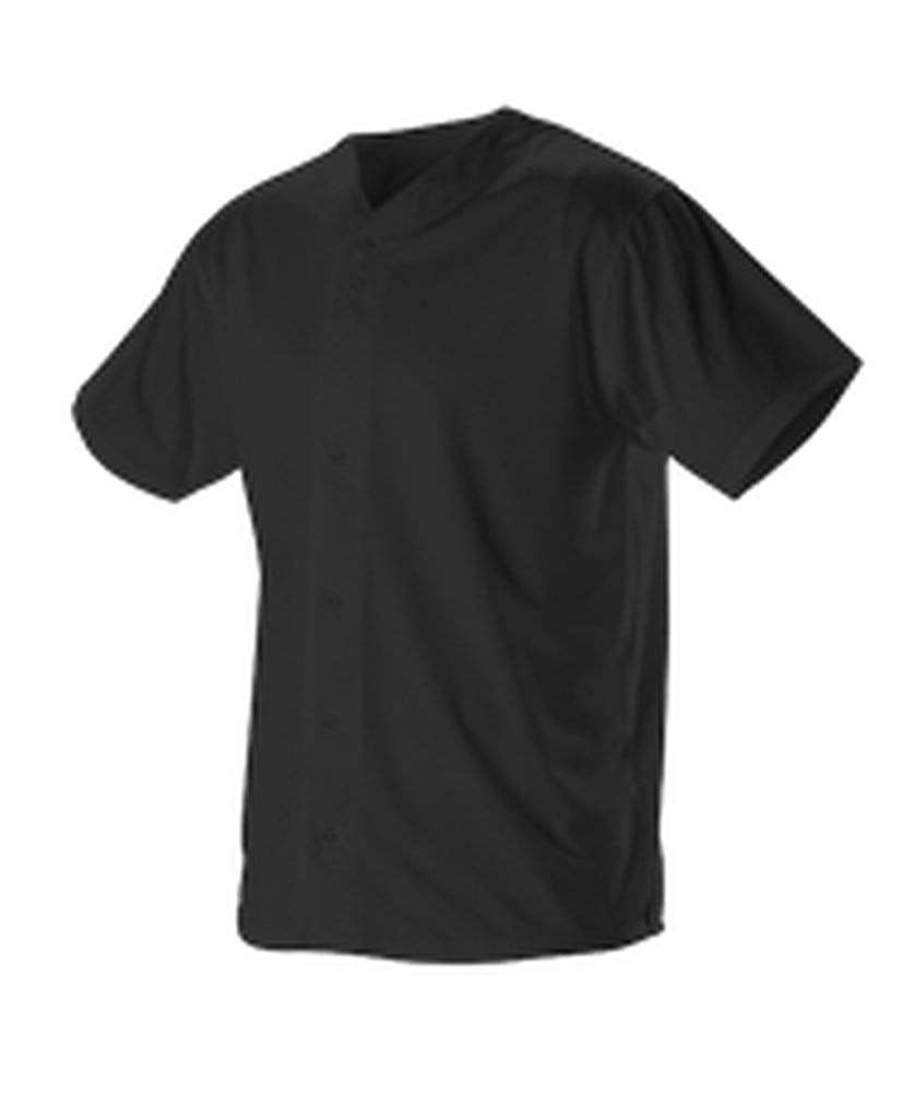 Alleson Athletic, Alleson Athletic 52MBFJY Youth Full Button Lightweight Baseball Jersey - Black